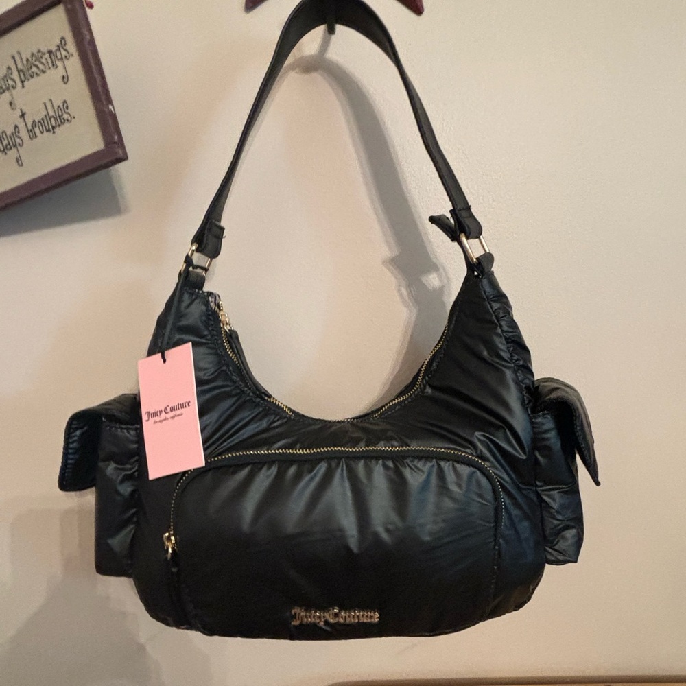 NWT Black Juicy Couture Licorice Timeless Hobo